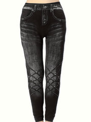  Denim Print High Rise Yoga Leggings