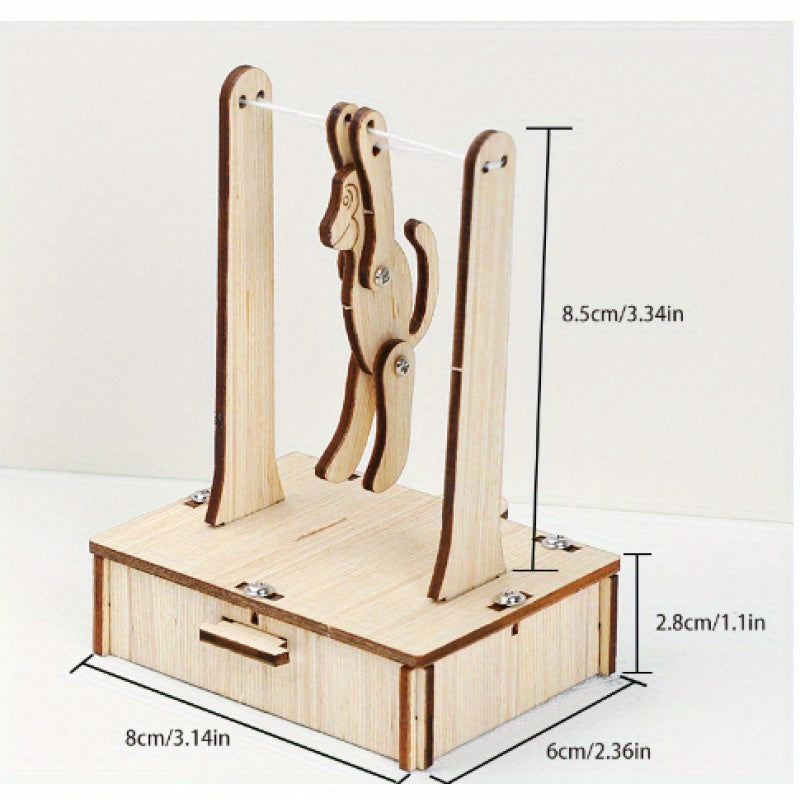 DIY Wooden Monkey Horizontal Bar Flip Toy Material Kit