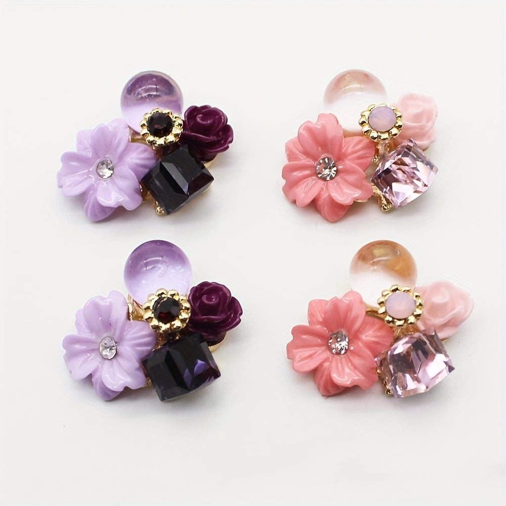 10Pcs 21mm Rhinestone Flower Buttons for DIY Wedding Gift Bouquet Decoration
