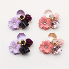 10Pcs 21mm Rhinestone Flower Buttons for DIY Wedding Gift Bouquet Decoration