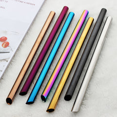 215mm Stainless Steel Bubble Tea Straw with Oblique Mouthpiece