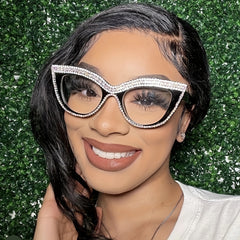Cat Eye Rhinestone Glasses for Women Party Club Prop