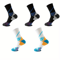 5 Pairs Colorblock Sports Socks for Women