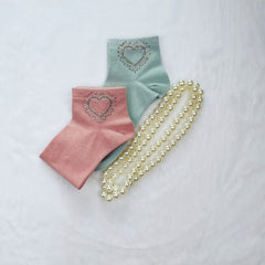 5 Pairs Heart Rhinestone Socks Comfy & Breathable Women's Stockings
