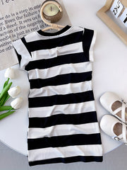 Girls' Striped Print Sleeveless Dress Slim Fit