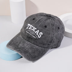 Distressed Baseball Cap Texas Embroidery Adjustable Sun Hats