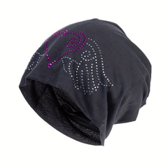 Rhinestone Slouchy Beanie Hip Hop Skull Cap Elastic Bonnet Chemo Hats