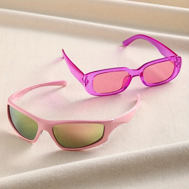 2piars Y2K Wrap Around Sunglasses Pink UV400
