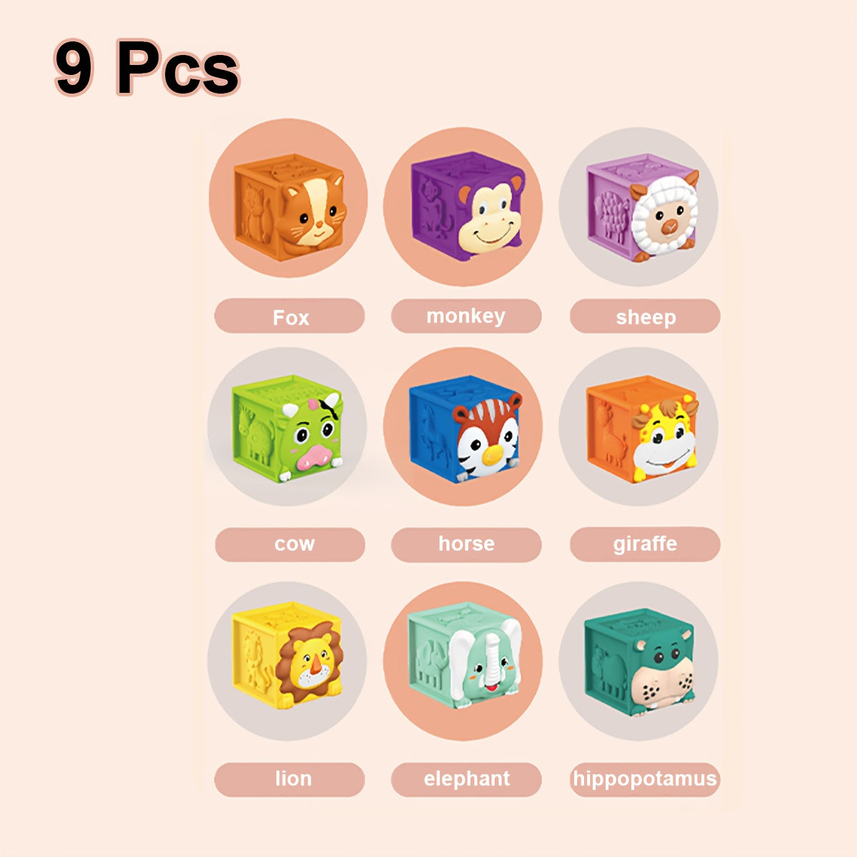 Animal Soft Blocks Stacking Toy for Toddlers - Shape Recognition