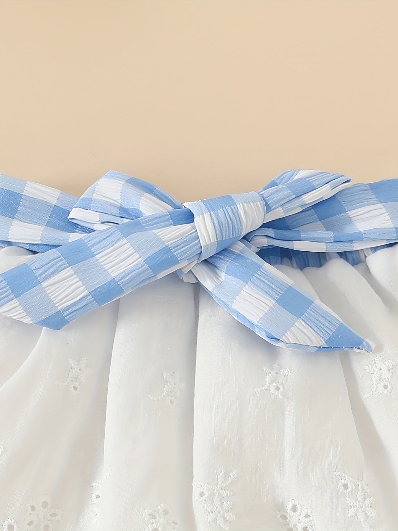 Baby Girls Gingham Lace Trim Tank Top & Skirt Set for Summer