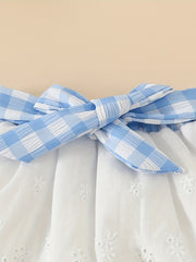 Baby Girls Gingham Lace Trim Tank Top & Skirt Set for Summer