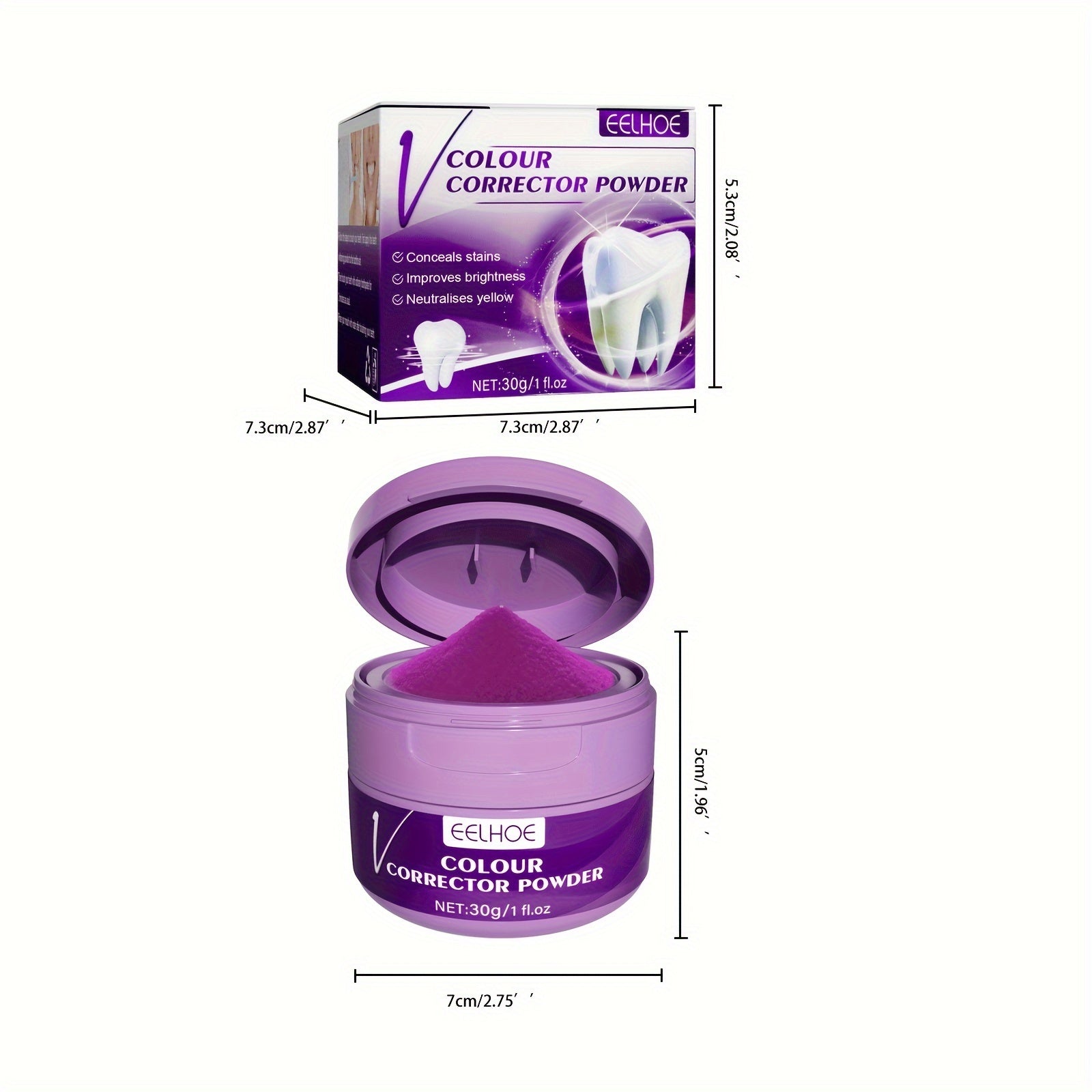 Purple Tooth Whitening Powder for Brighter Smiles