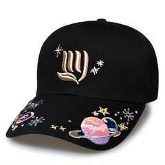 Y2K Planet Embroidery Baseball Cap Cotton Dad Hat