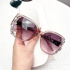 Rhinestone Sunglasses for Women Square UV400 Sun Shades Glasses