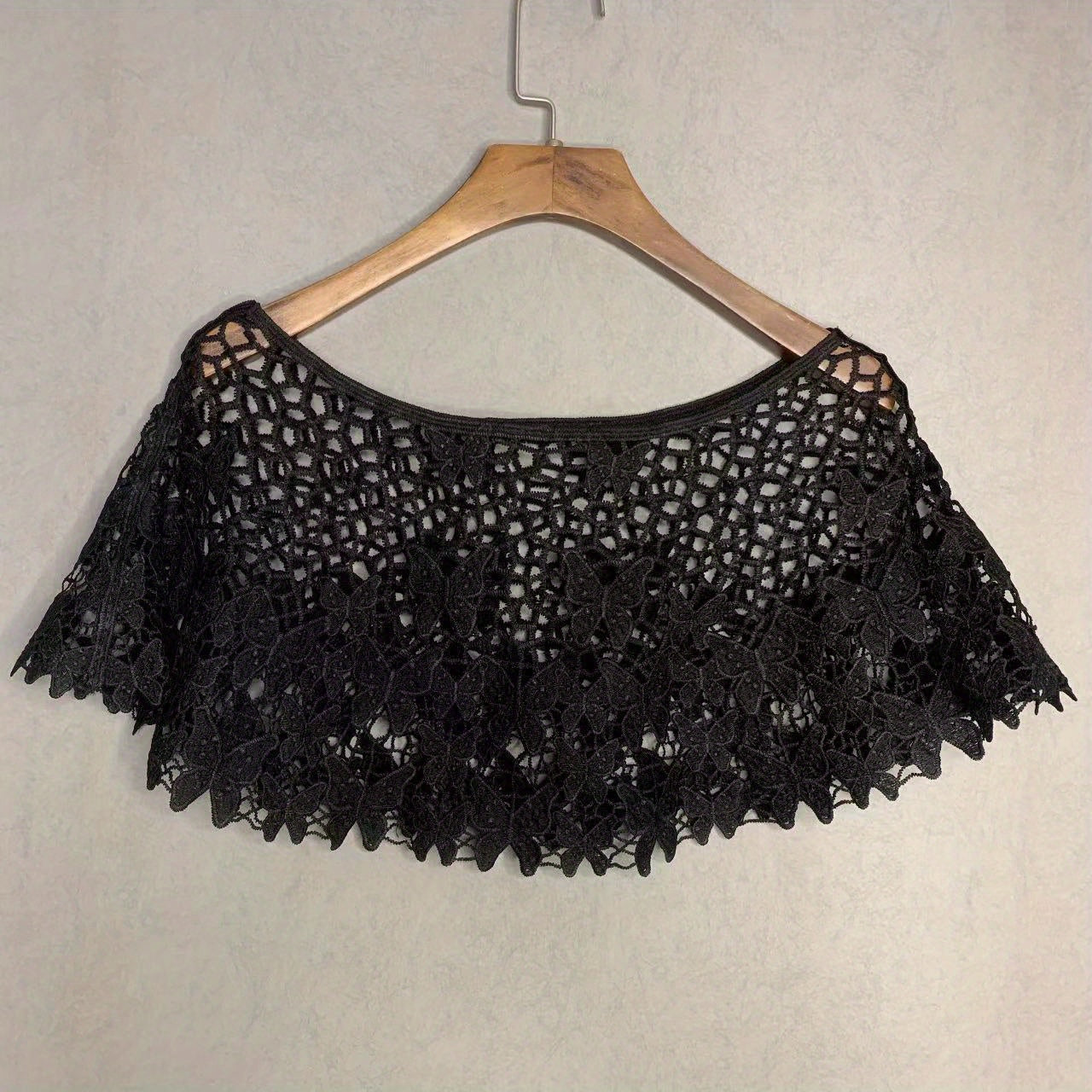 Flower Hollow Out Shawl Solid Breathable Wrap Casual Cape Decorative Shawl