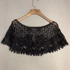 Flower Hollow Out Shawl Solid Breathable Wrap Casual Cape Decorative Shawl