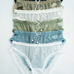6pcs Polka Dot Mesh Briefs Stretchy Intimates Panties