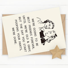 Funny Birthday Card For Bestie - Hilarious Pooping Pants Card For Her