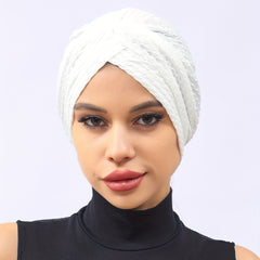 Solid Lace Turban Cap Head Wraps Elastic Hijab Hats Ramadan Beanie