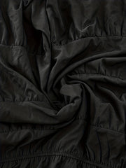  Solid Lantern Sleeve V Neck Ruched Smock Dress