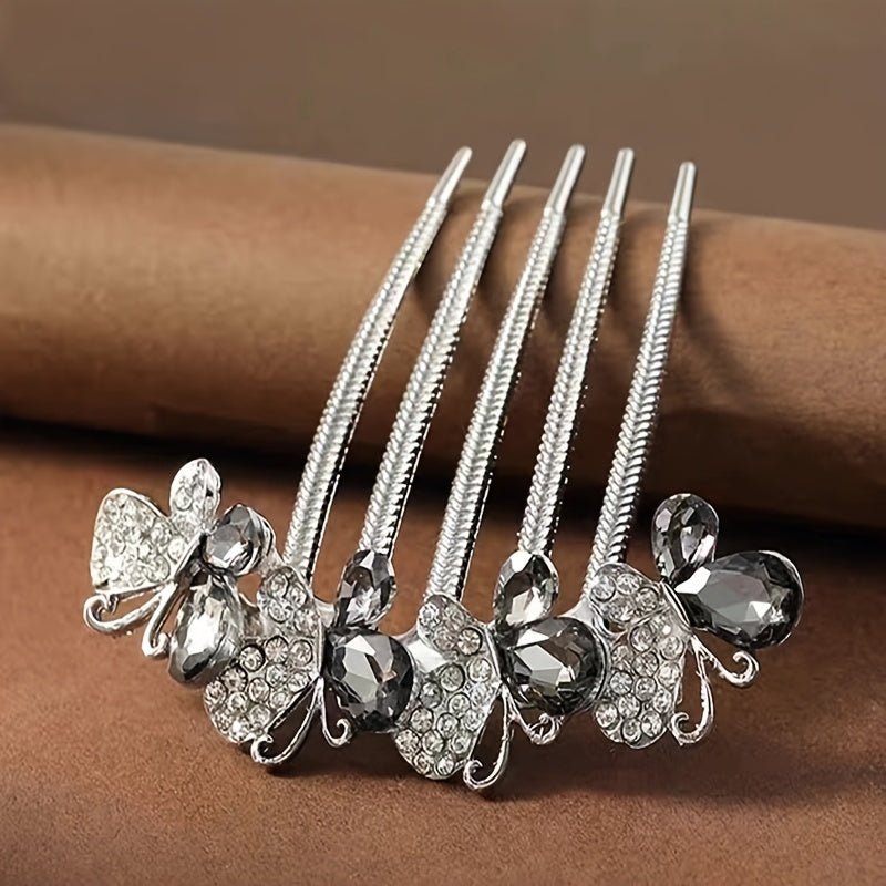 Crystal Bowknot Hair Comb Side Comb Head Jewelry Hair Accessories