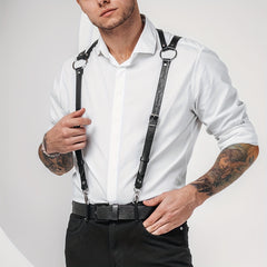 Men's Leather Suspenders Belt Shoulder Harness