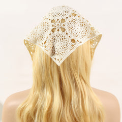Women Triangle Head Band Scarf Crochet Hair Bandanas Vintage Solid Knit Turban