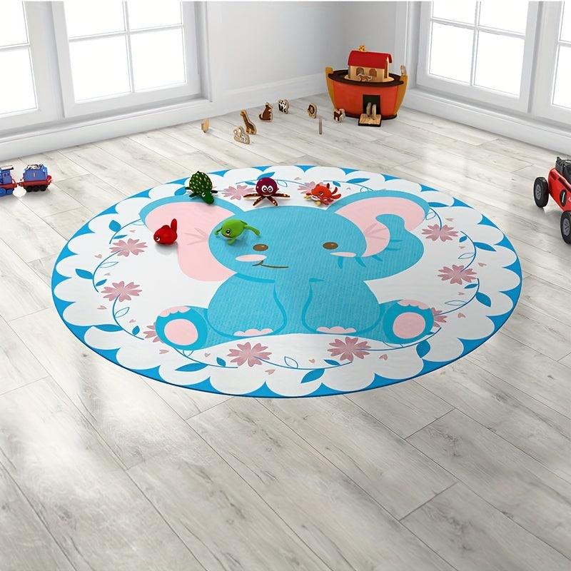 Cartoon Space Astronaut Round Rug Carpet Kids Play Crawl Soft Floor Mat