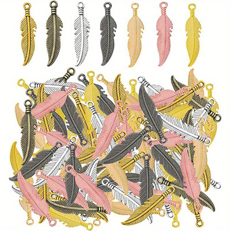 30pcs Alloy Feather Charms Pendants for DIY Jewelry Making Bracelet Necklace