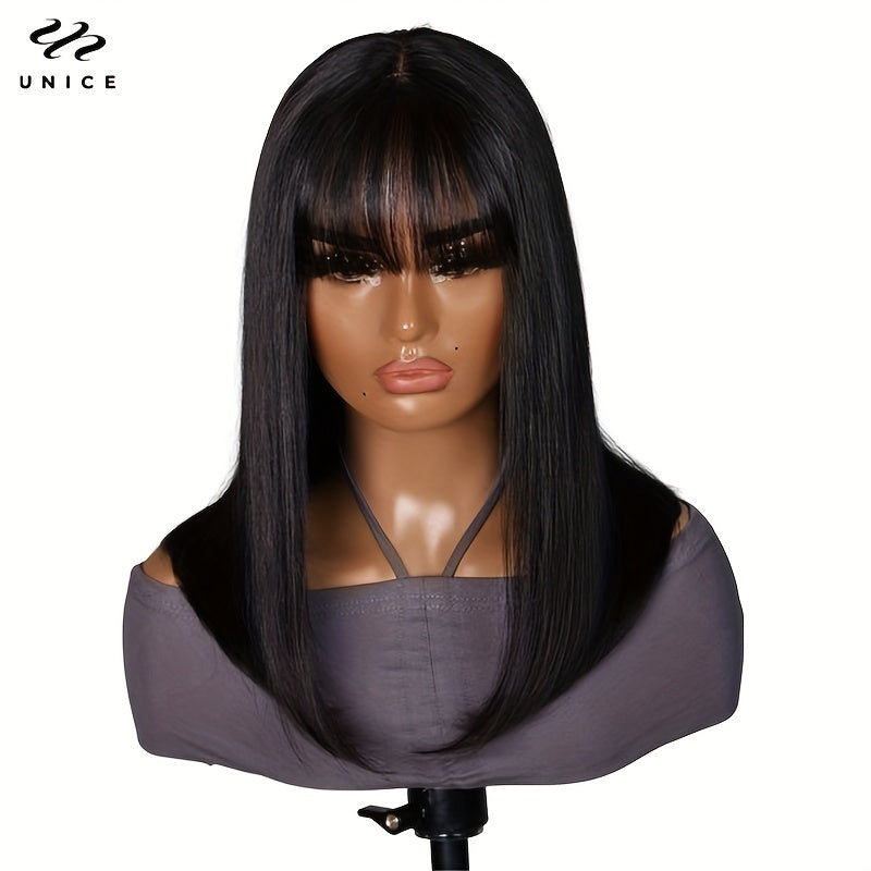 Reddish Brown Short Straight Human Hair Wig 180 Density