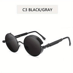 Steampunk Sunglasses Vintage Round Classic Mirrored Glasses