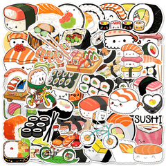50 Pcs Sushi Roll Stickers for Water Bottles, Laptops, Phones & More