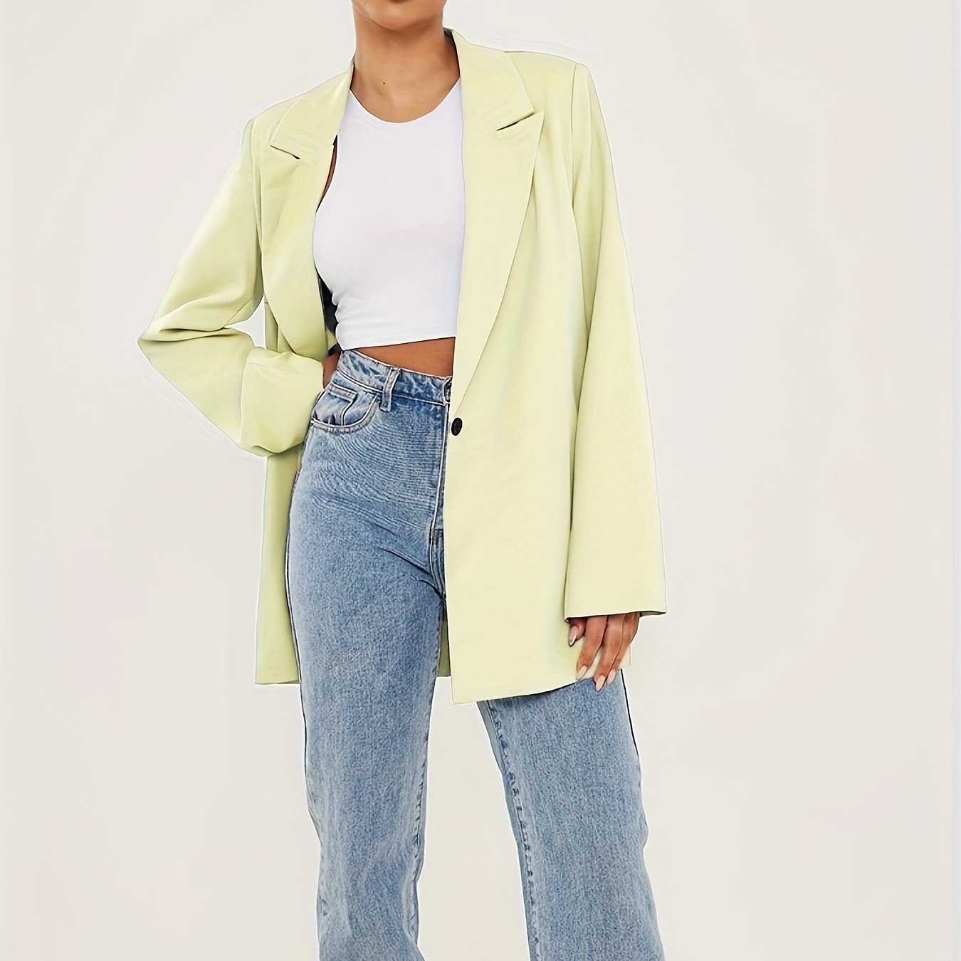  Women's Solid Long Sleeve Workwear Blazer