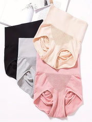 4pcs Mesh Tummy Control Briefs High Waist Intimates Panties