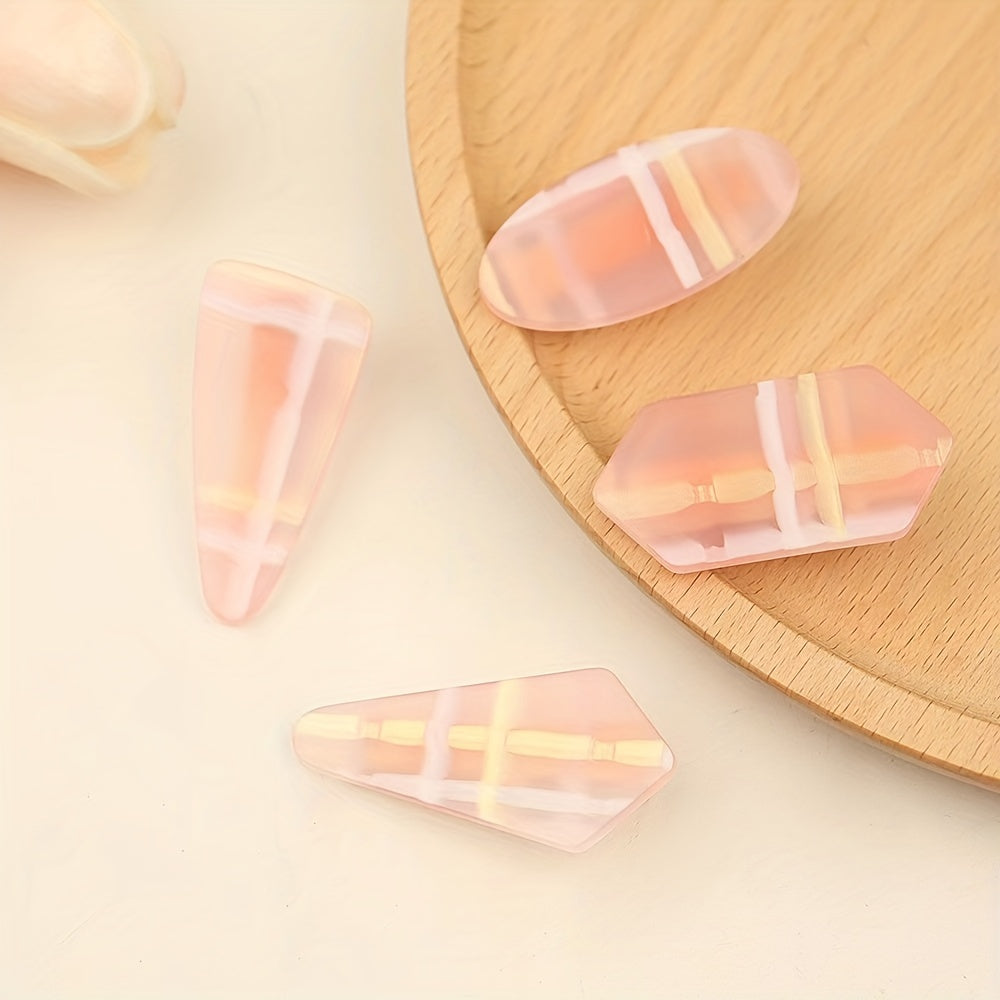 3pcs Jelly Pink Hair Clip Colorful Stripes Duck Billed Clip