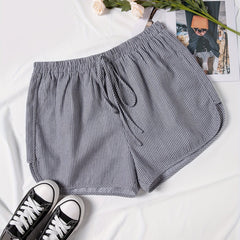  Stripe Print Elastic High Rise Stretch Shorts
