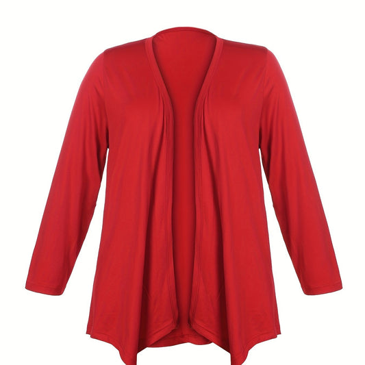  Solid Long Sleeve Open Front Cardigan
