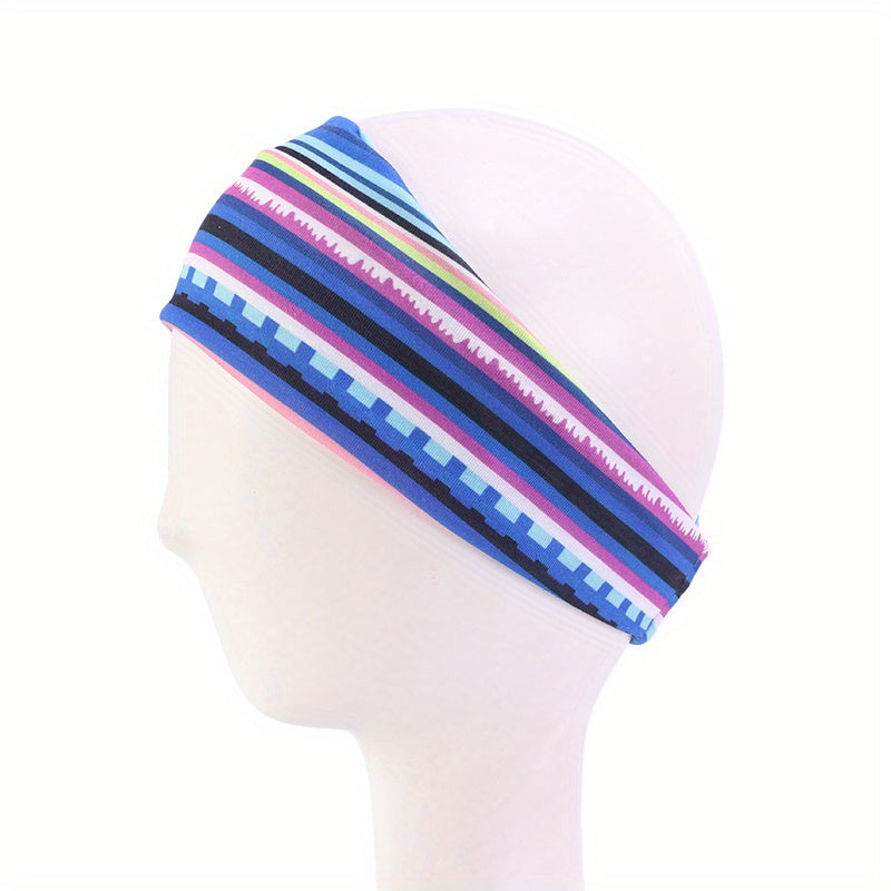 Colorful Pattern Sweatband for Women Stretchy Sports Headband