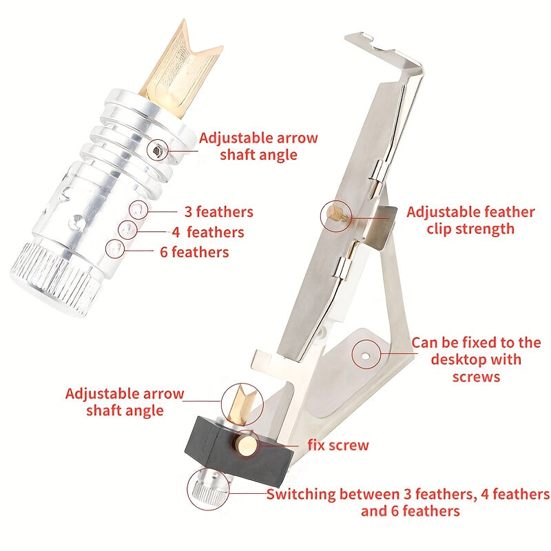Alum. Alloy Fletching Jig DIY Stick Tool Archery Acc. Adjustable