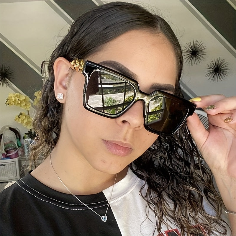 Square Frame Sunglasses Chain Temple Glasses Outdoor UV400