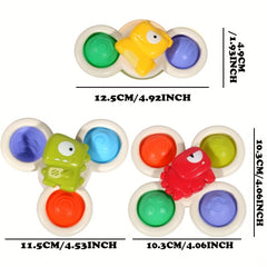 ROYLANZ 3pcs Dino Suction Cup Spinner Toys Set for Kids