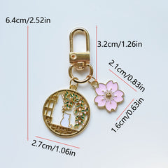 Cartoon Kitten Sakura Keychain Cat Flower Bag Accessories