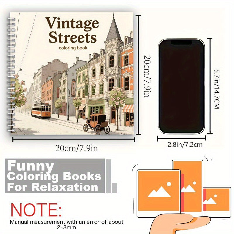 European Streets Coloring Book for Adults - Tram Scenes