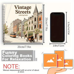 European Streets Coloring Book for Adults - Tram Scenes