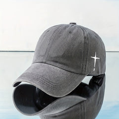Vintage Distressed Baseball Cap Cross Print Dad Hats Y2K Sun Hats