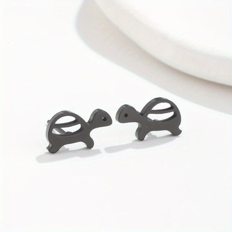 2pcs Men's Stainless Steel Mini Turtle Earrings