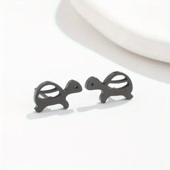 2pcs Men's Stainless Steel Mini Turtle Earrings
