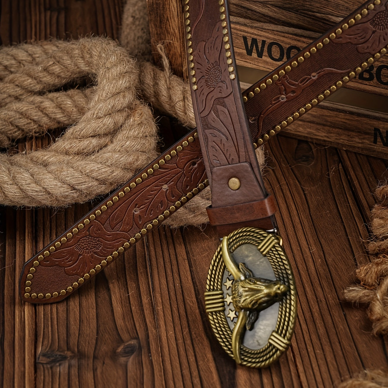 Vintage Pattern Buckle PU Leather Belt For Men