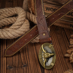 Vintage Pattern Buckle PU Leather Belt For Men