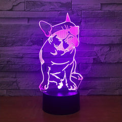 French Bulldog Dog Night Light 3D Puppy Illusion Lamp 16 Colors Remote Control